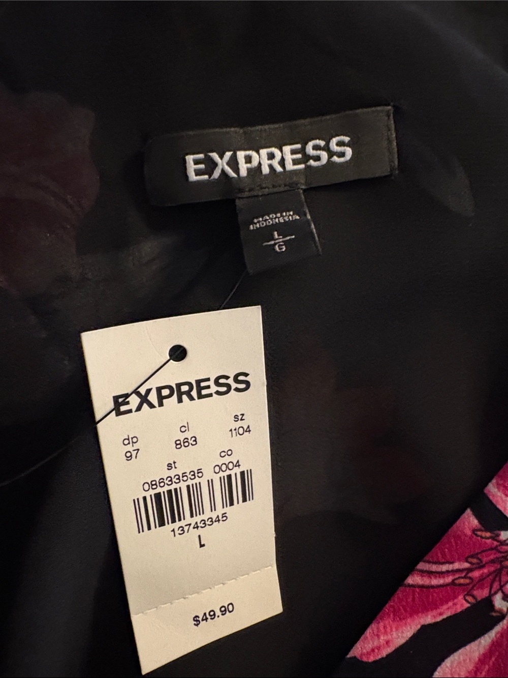 Express Black Floral Cami with Pink & Purple Blooms - Picture 9 of 13
